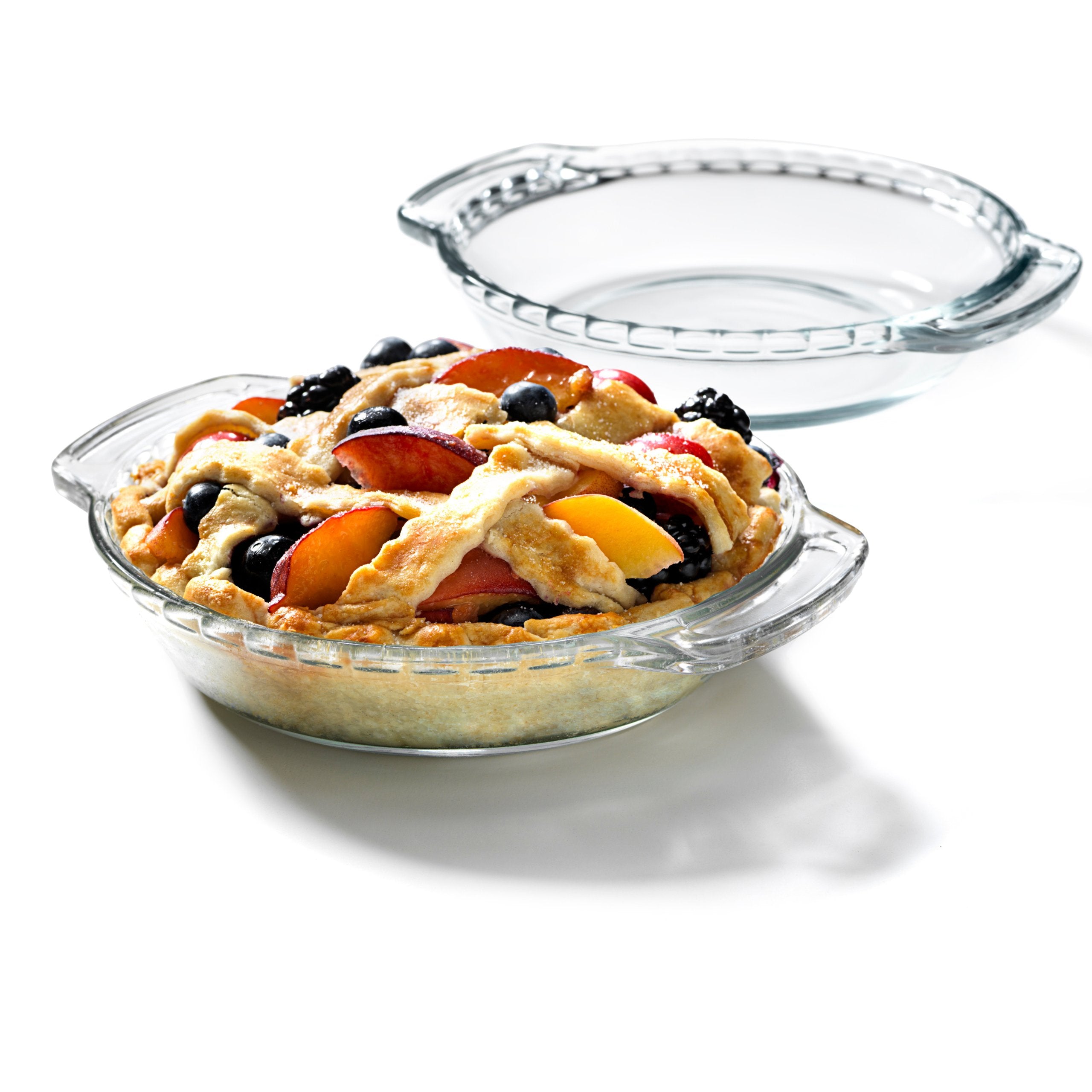 Anchor Hocking mini pie plate front view showing durable glass for even baking