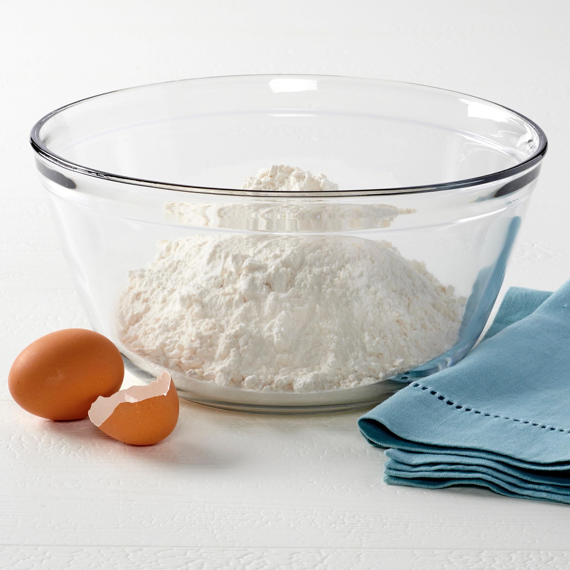 Anchor Hocking bowl next to measuring cup for clear size reference