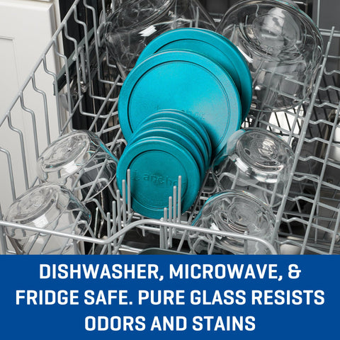 Anchor Hocking stacked containers in cabinet highlighting space-saving organization