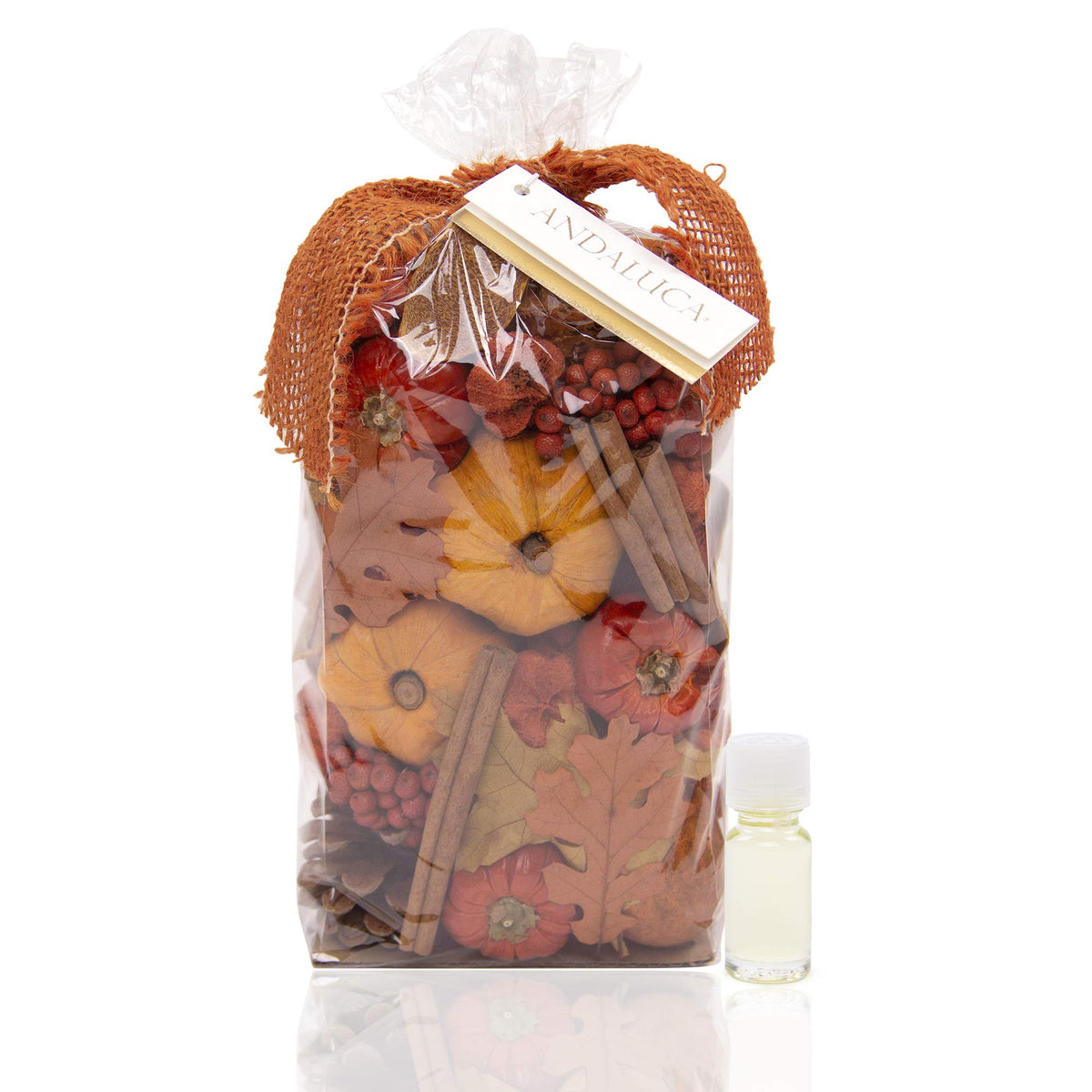 ANDALUCA front packaging showing 20oz bag and autumn presentation for seasonal décor