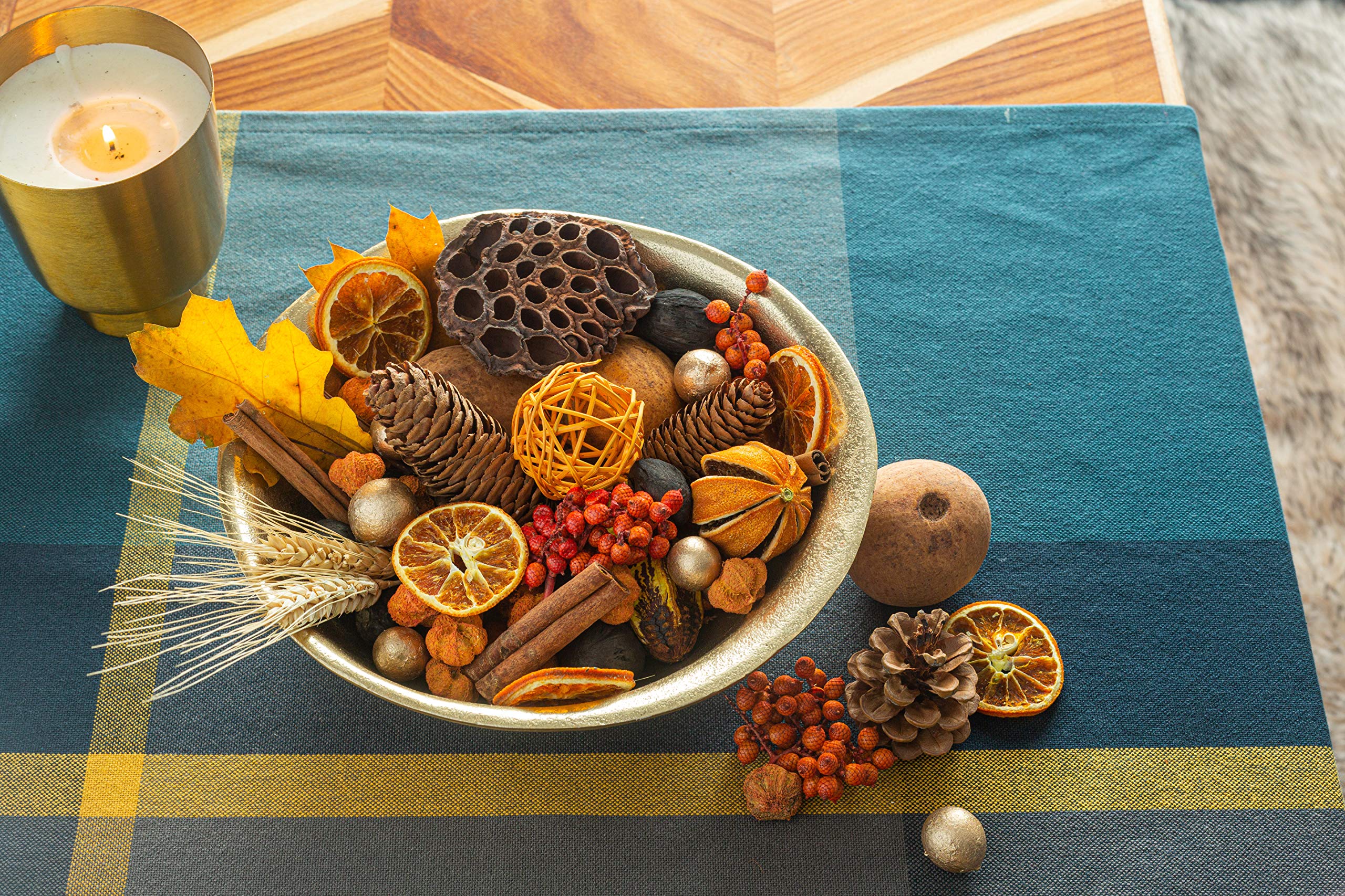 ANDALUCA potpourri displayed in wood bowl adding seasonal decor warmth
