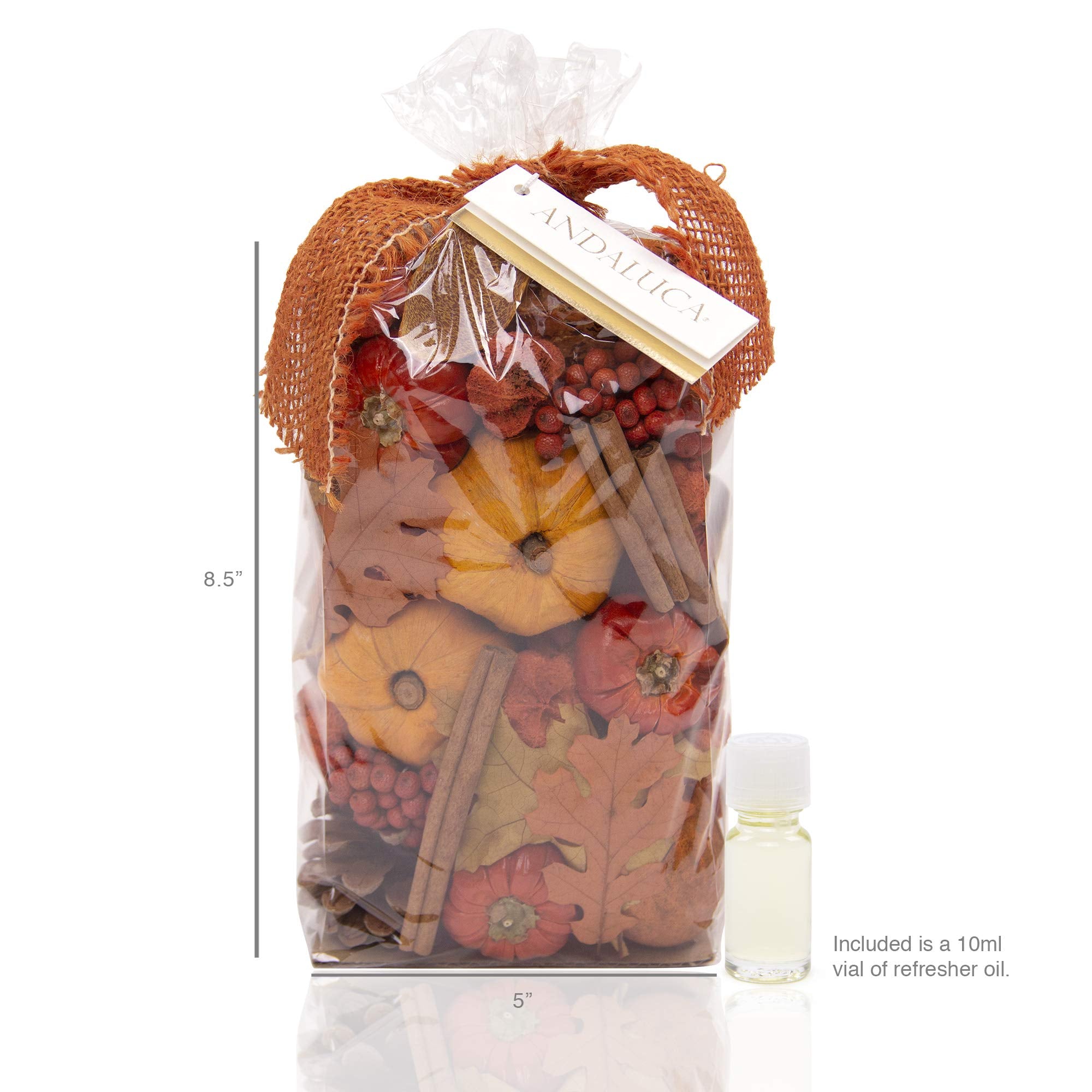 ANDALUCA potpourri next to ruler showing 20oz scale and diverse botanical pieces