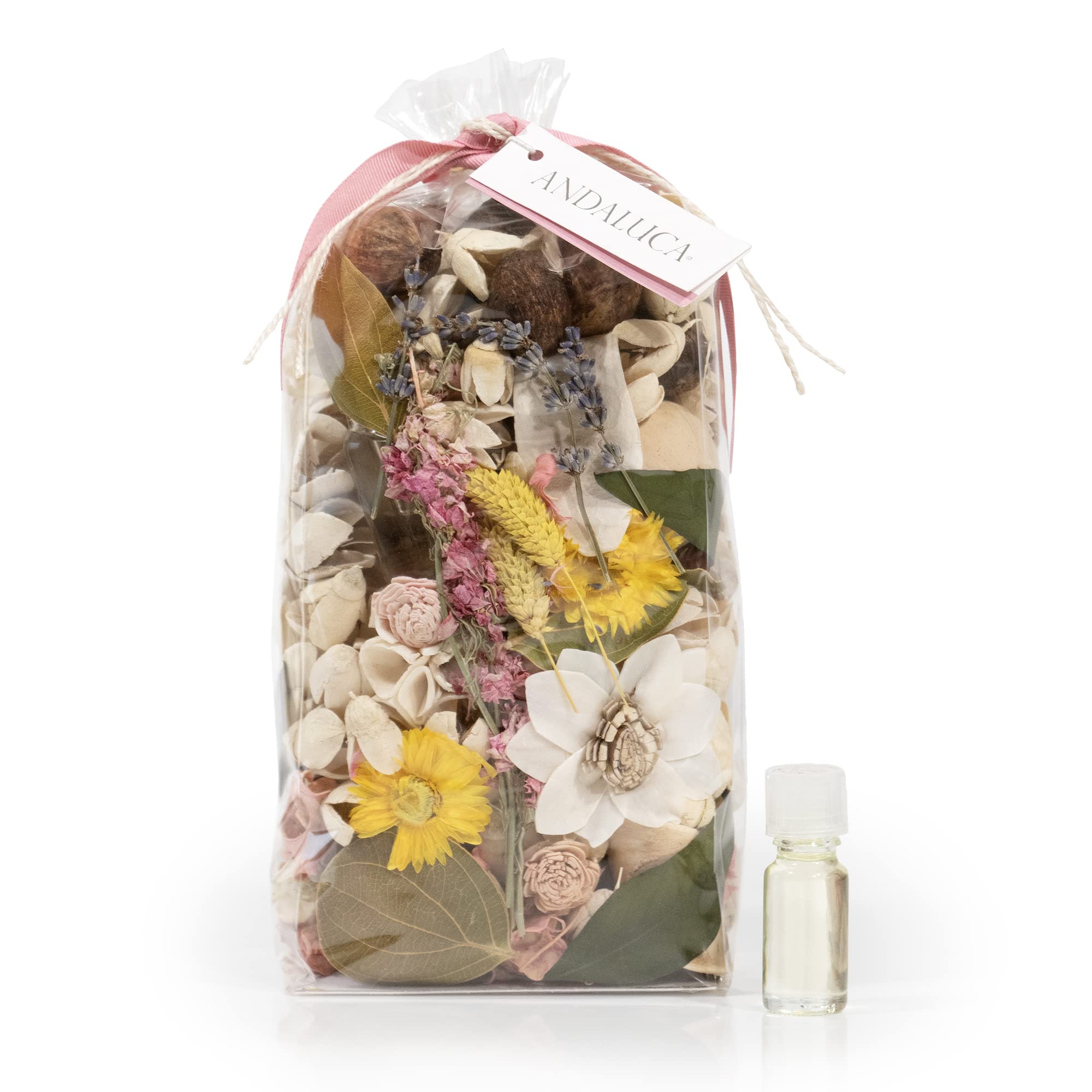 ANDALUCA close-up of botanicals texture, highlights visual appeal