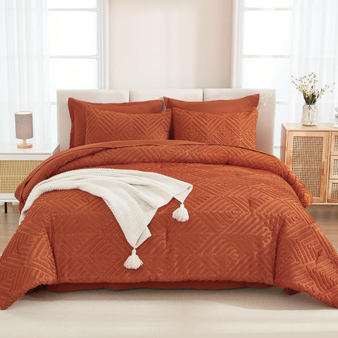 Andency bedding set flat lay showing all seven pieces for instant bedroom styling