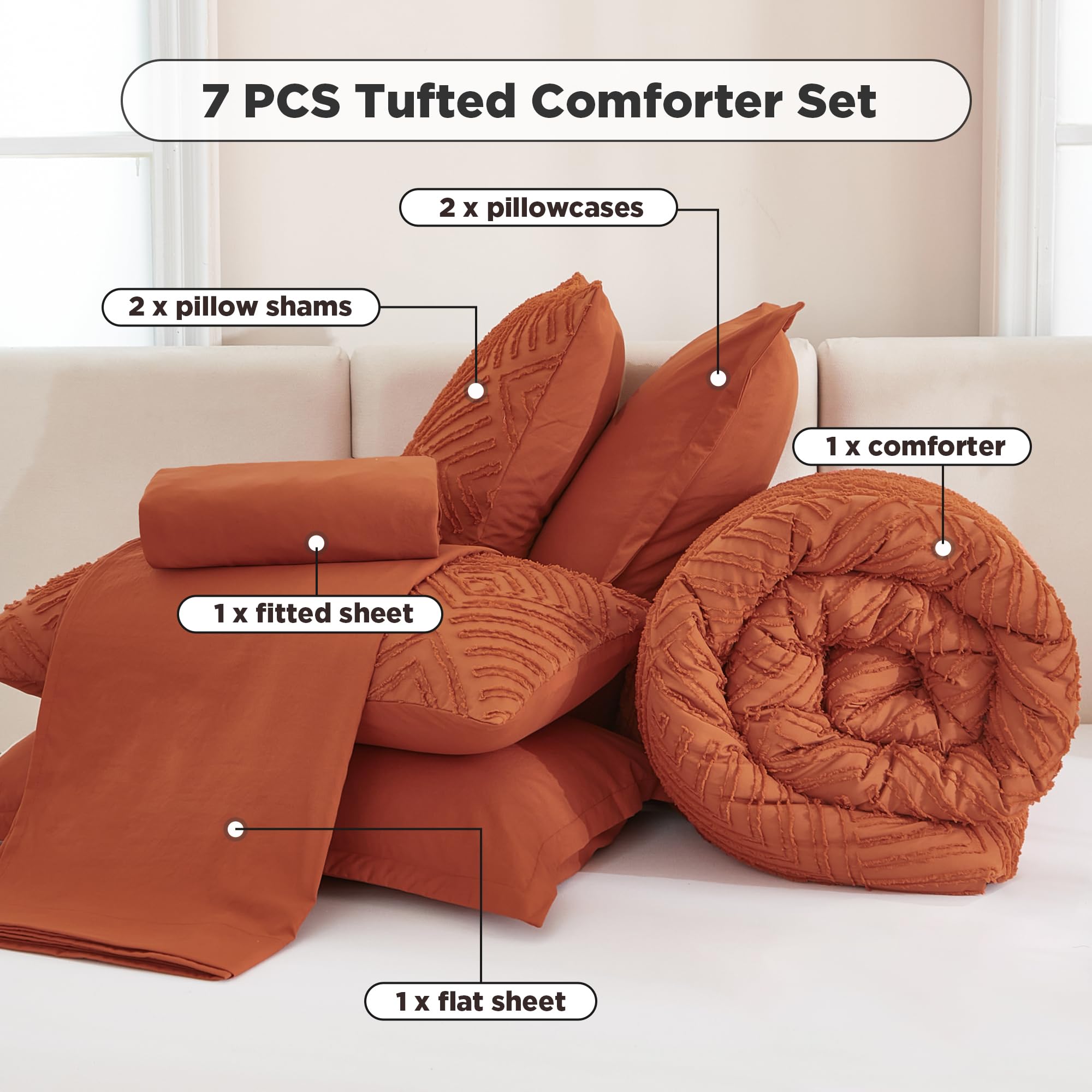 Andency comforter on styled bedroom conveying cozy boho-modern vibe and warmth