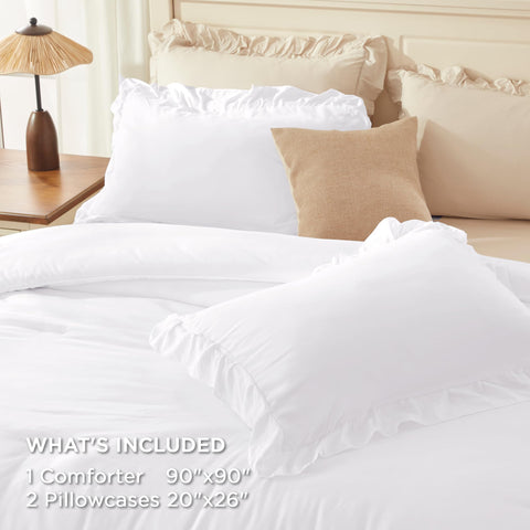 Andency styled bedroom scene demonstrating how the set updates décor with elegance