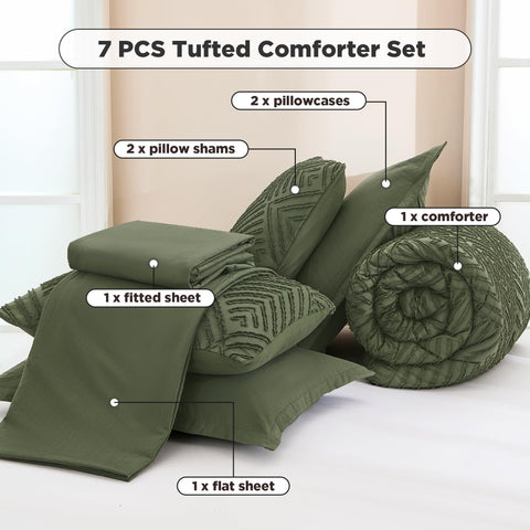 Andency comforter set styled in bedroom for boho-modern ambiance