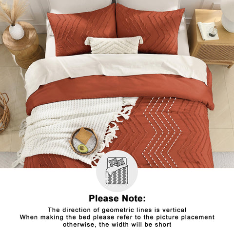 Andency styled bedroom with terracotta comforter adding a warm focal point benefit