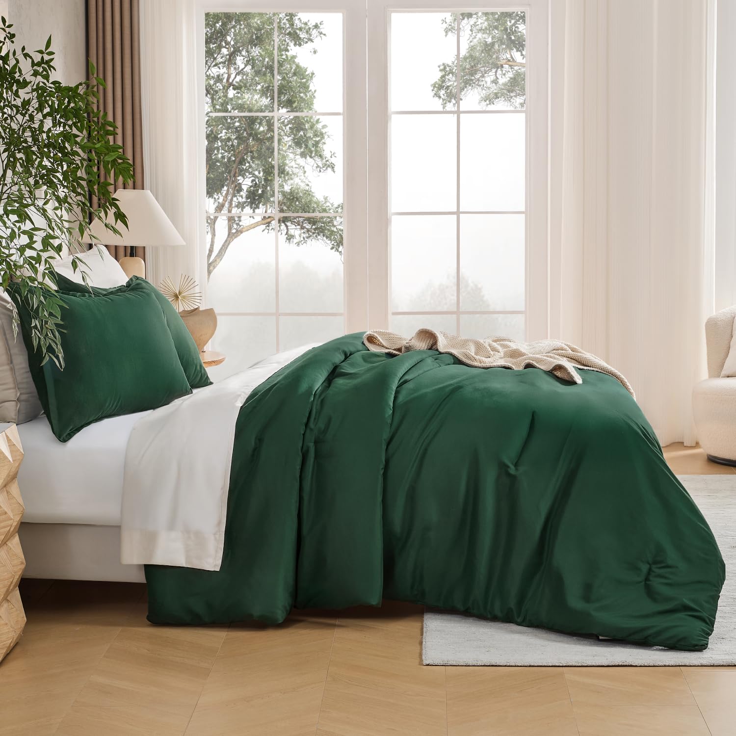 andency vacuum packed comforter beside opened packaging showing convenient shipping and storage