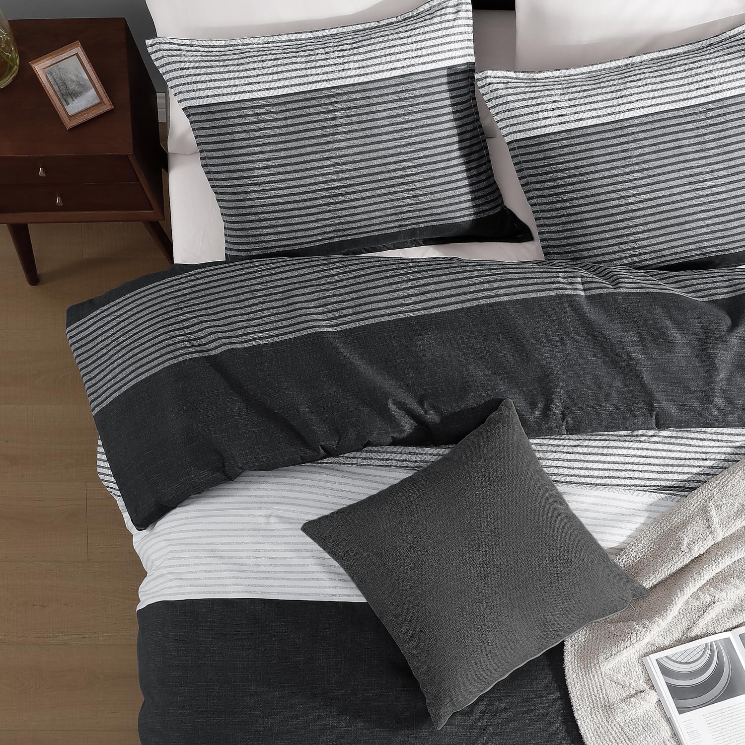 Andency fabric texture detail showing brushed polyester softness benefit