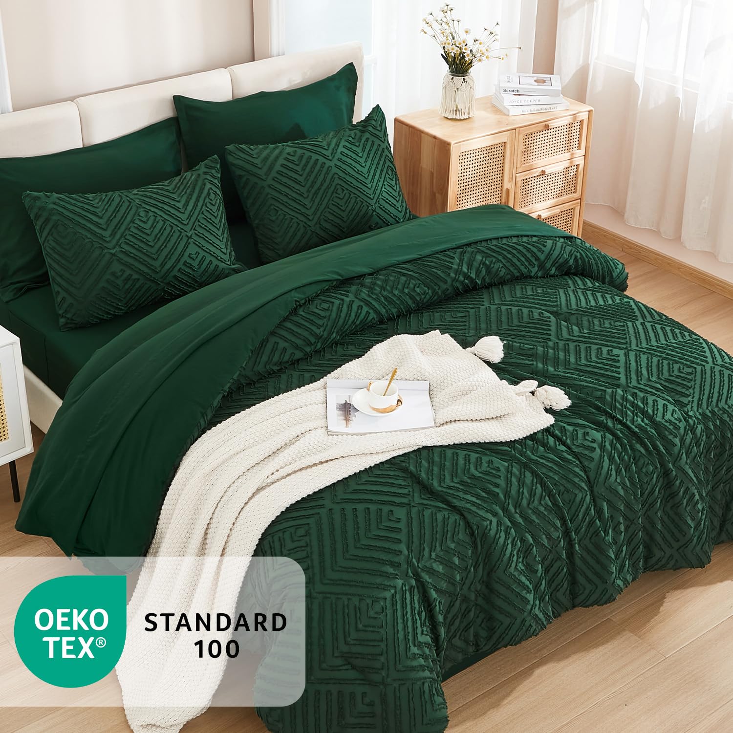 Andency flat sheet fully spread showing generous coverage and neat tucking