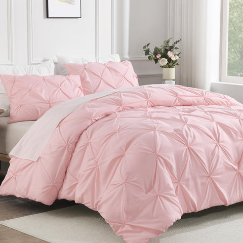 Andency comforter front view showing elegant pintuck and welcoming look