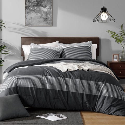 Andency comforter front view showing striped design and modern look