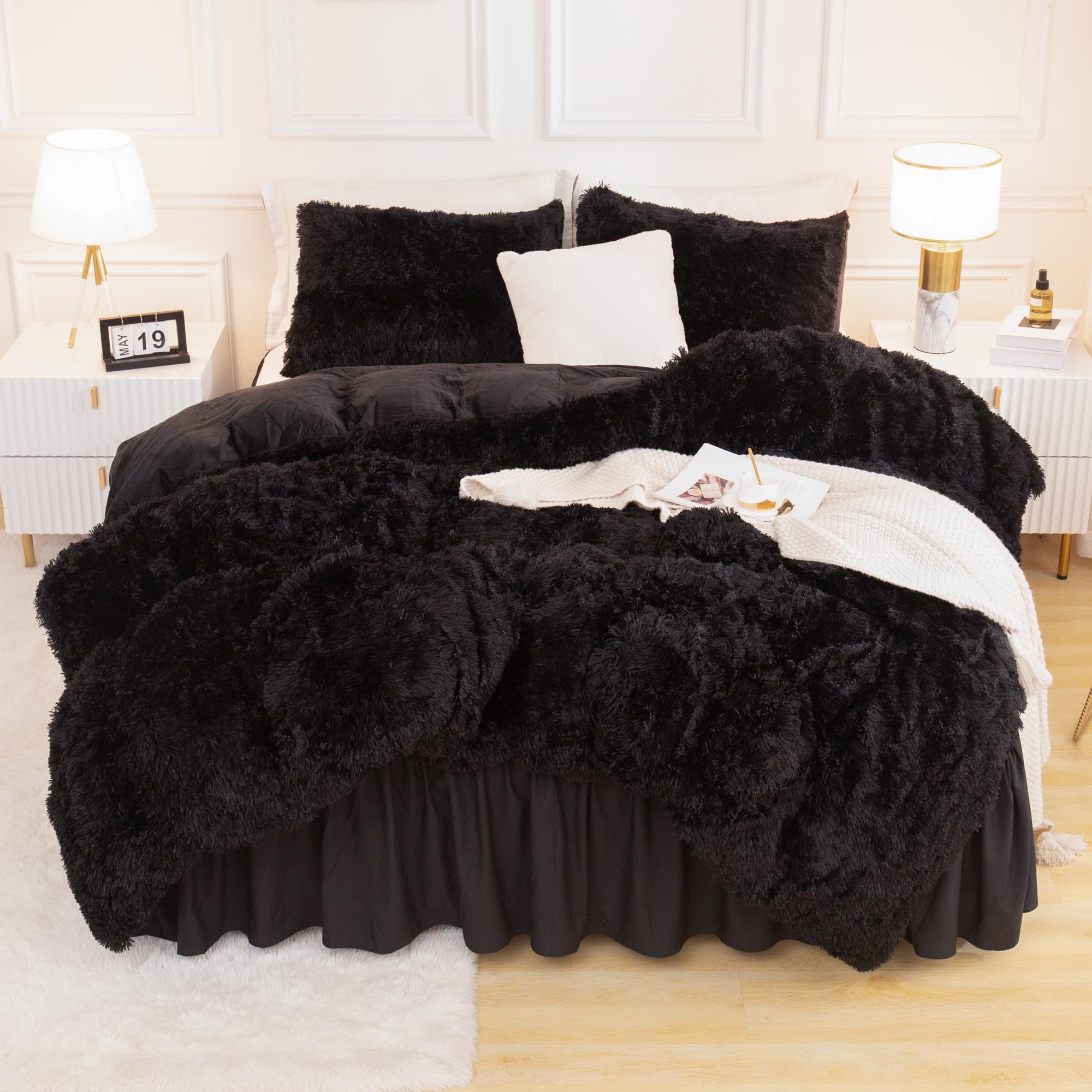 Andency front view of black king comforter showing plush appearance and cozy appeal