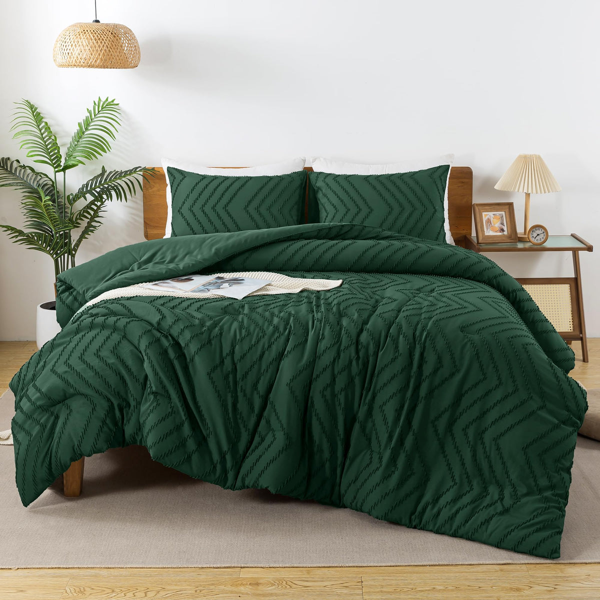 Andency king front view showing emerald color and modern tufted design for stylish bedroom