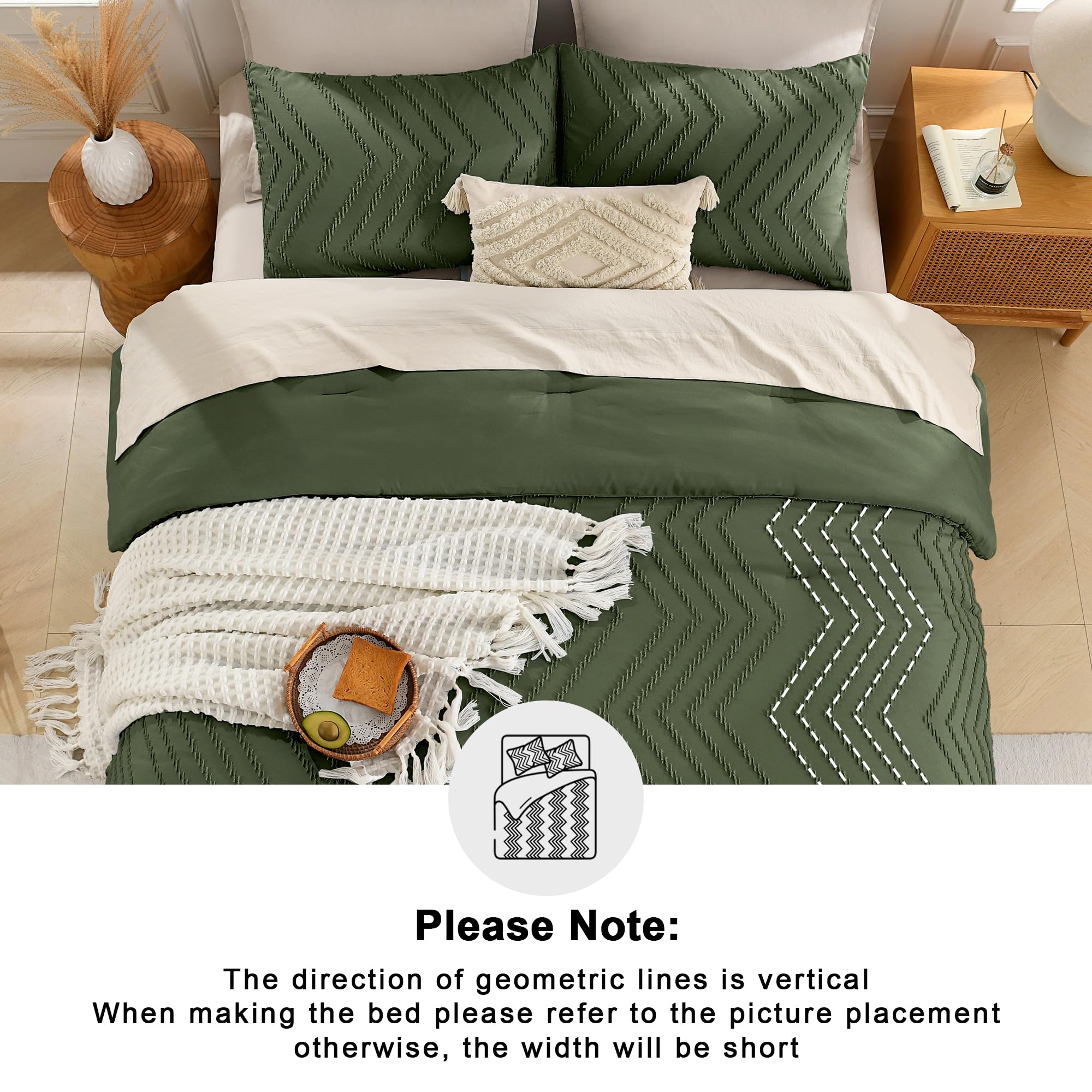 Andency bed in lifestyle setting showing cozy, styled bedroom and versatile olive tone