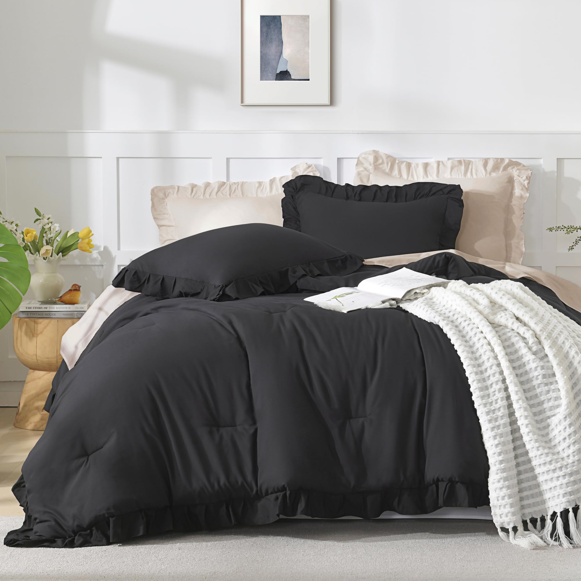 Andency comforter folded in vacuum packaging showing compact shipping and easy unpacking benefit