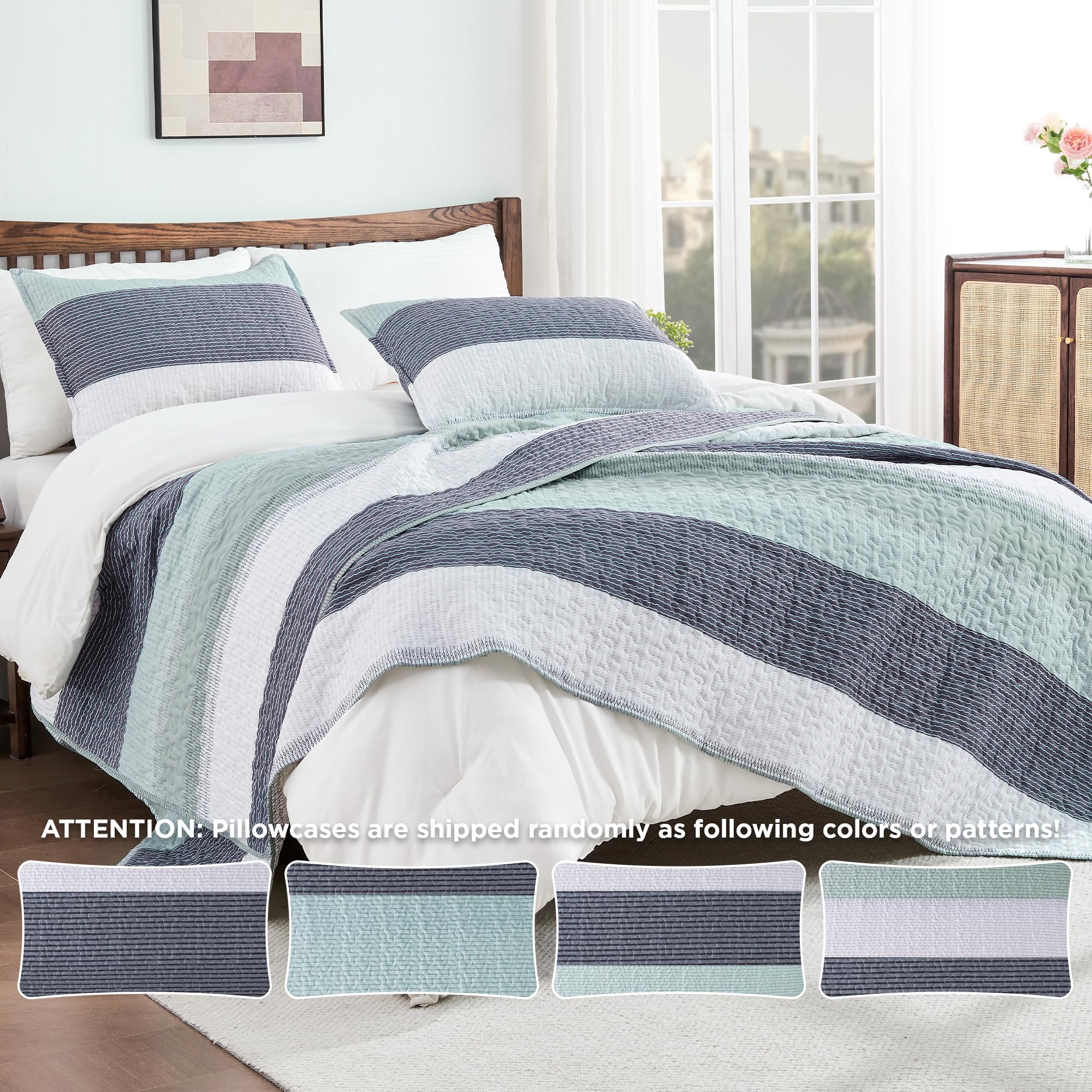Andency pillow shams displayed fronted matching quilt providing coordinated decor