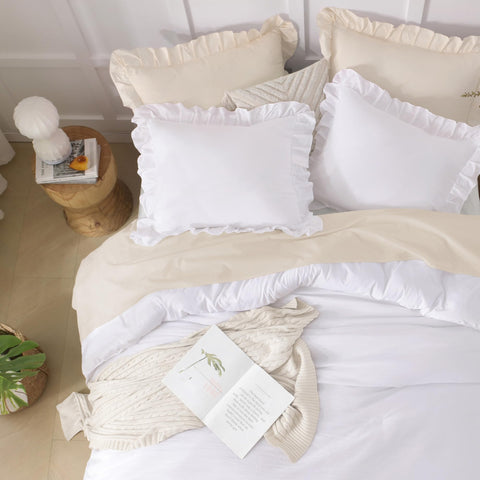 Andency pillow shams front display matching ruffles and cohesive bed styling benefit