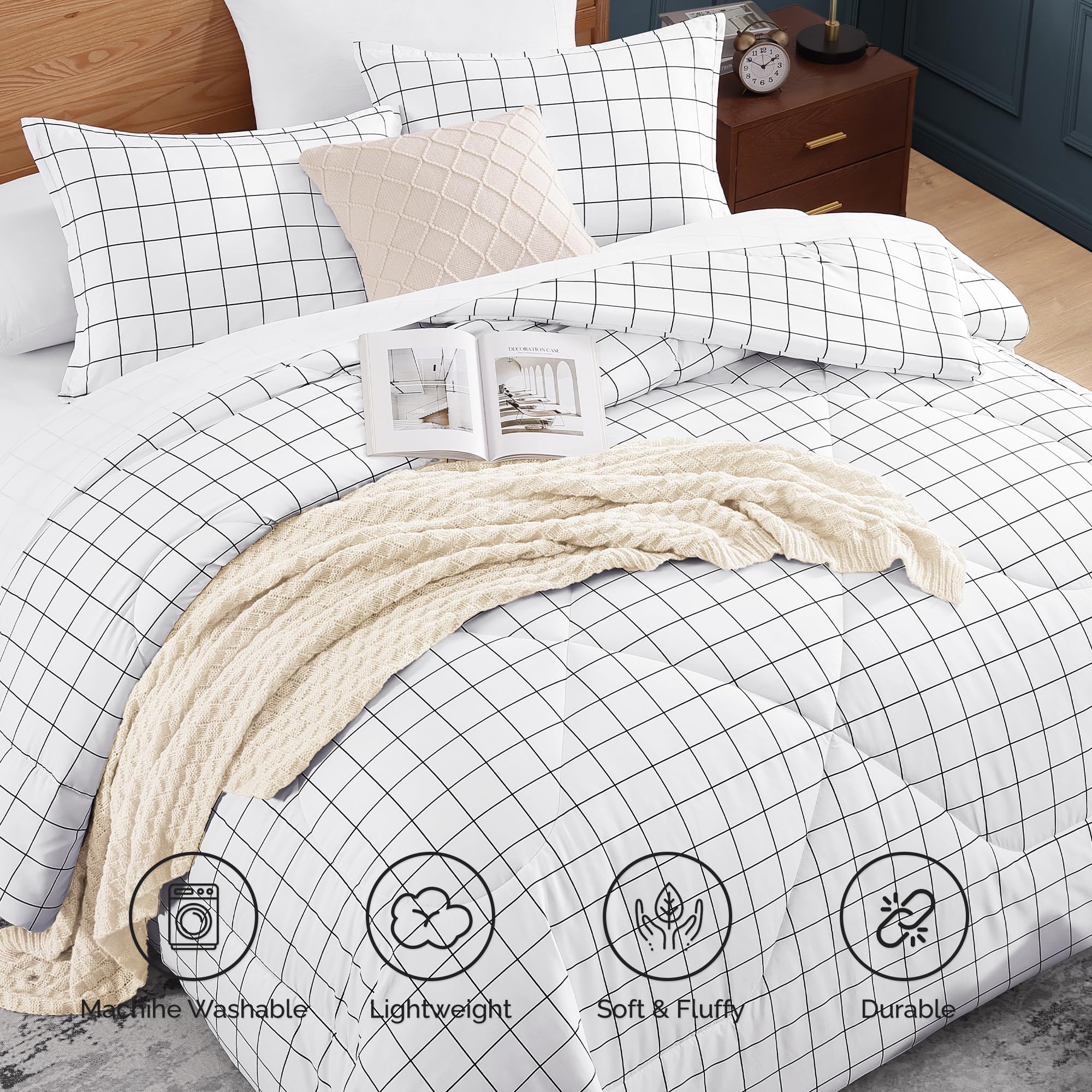 Andency pillowcase and comforter on twin bed demonstrating neat fitted appearance