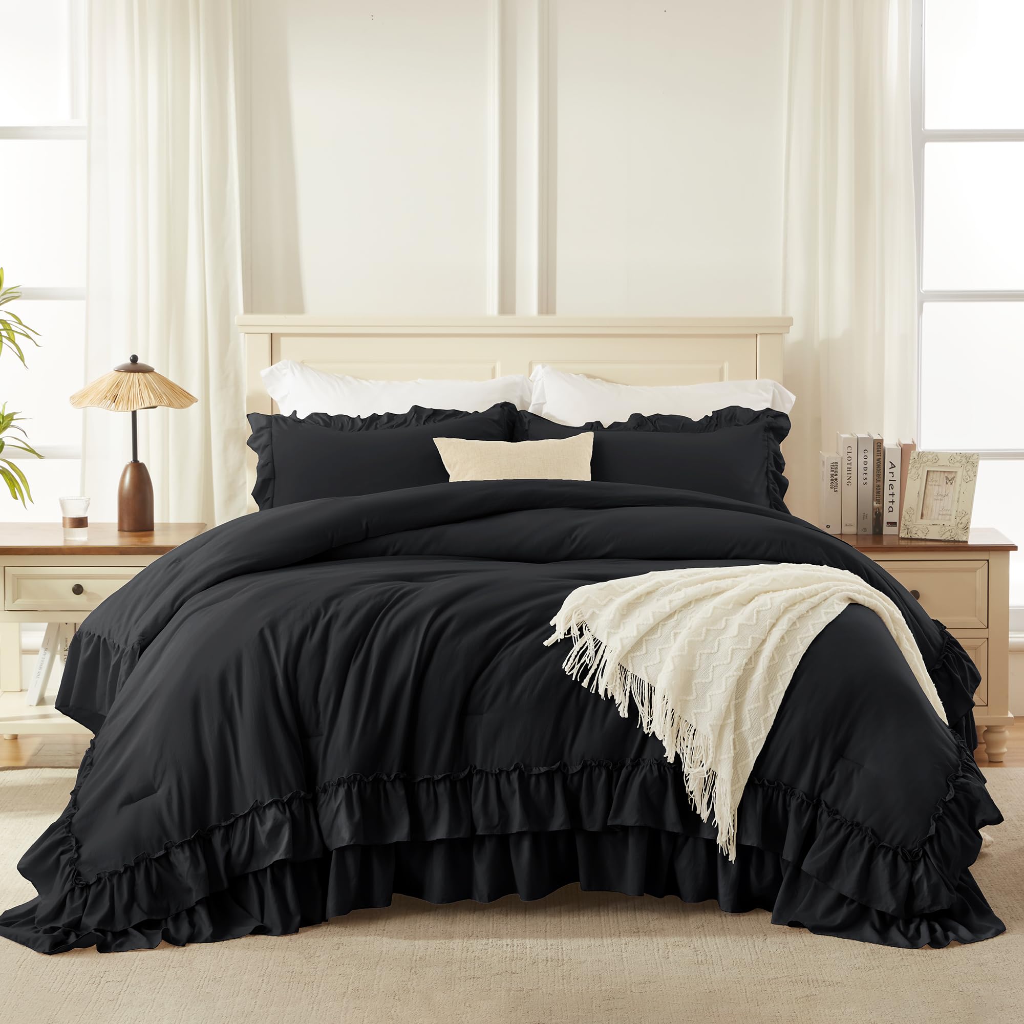 Andency matching ruffle pillowcases displayed for coordinated styling