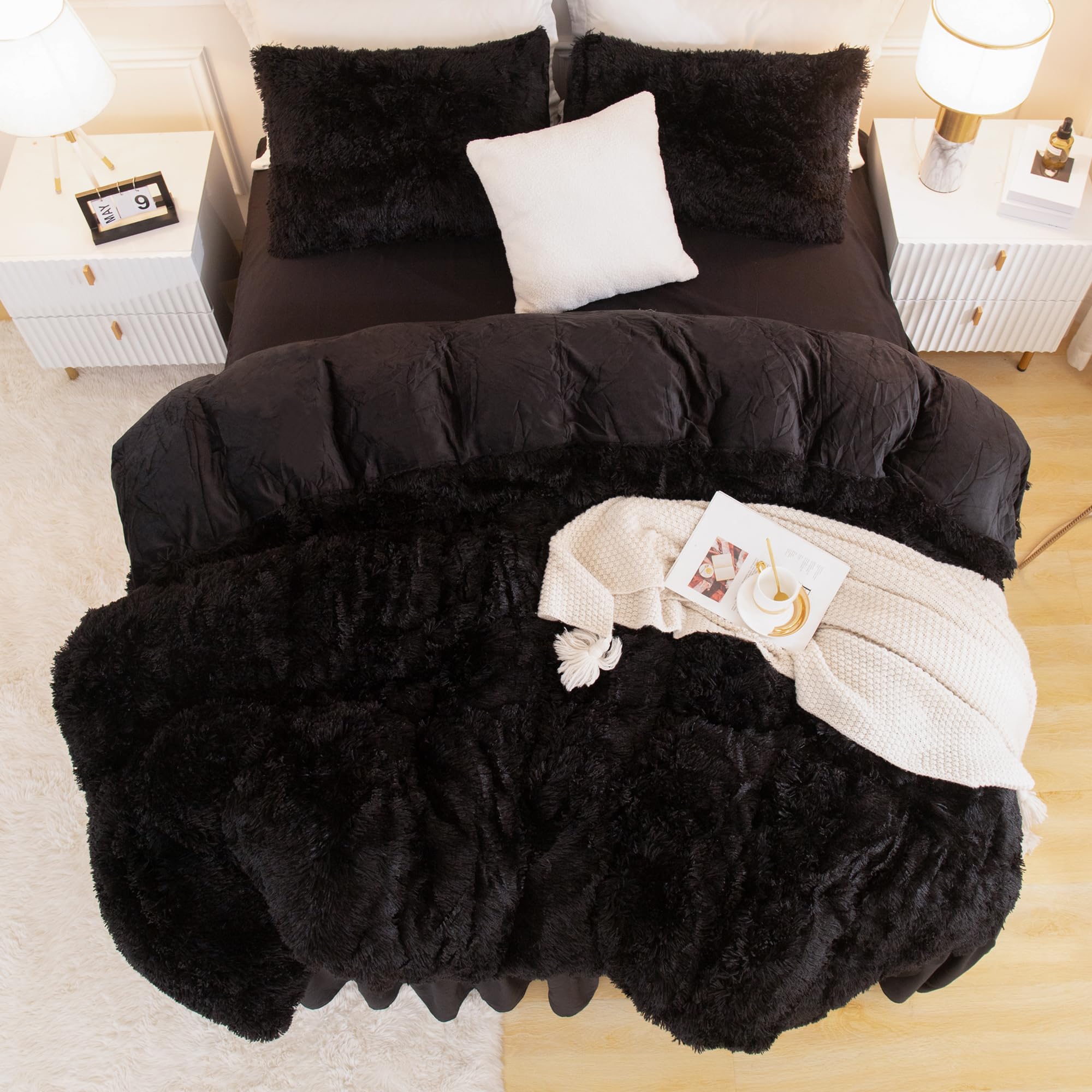 Andency comforter on king bed showing generous coverage and proper scale