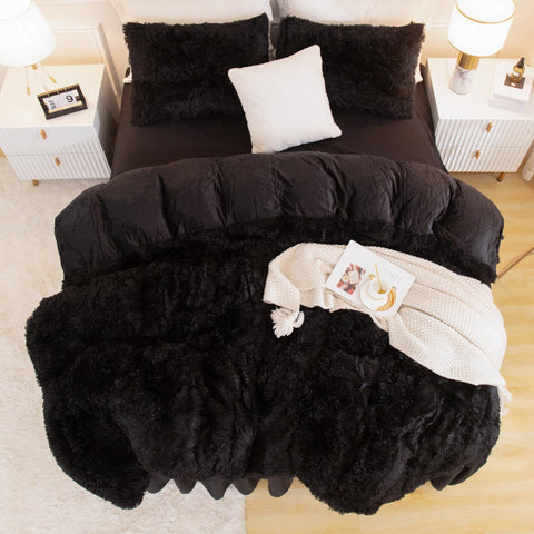 Andency comforter on king bed showing generous coverage and proper scale