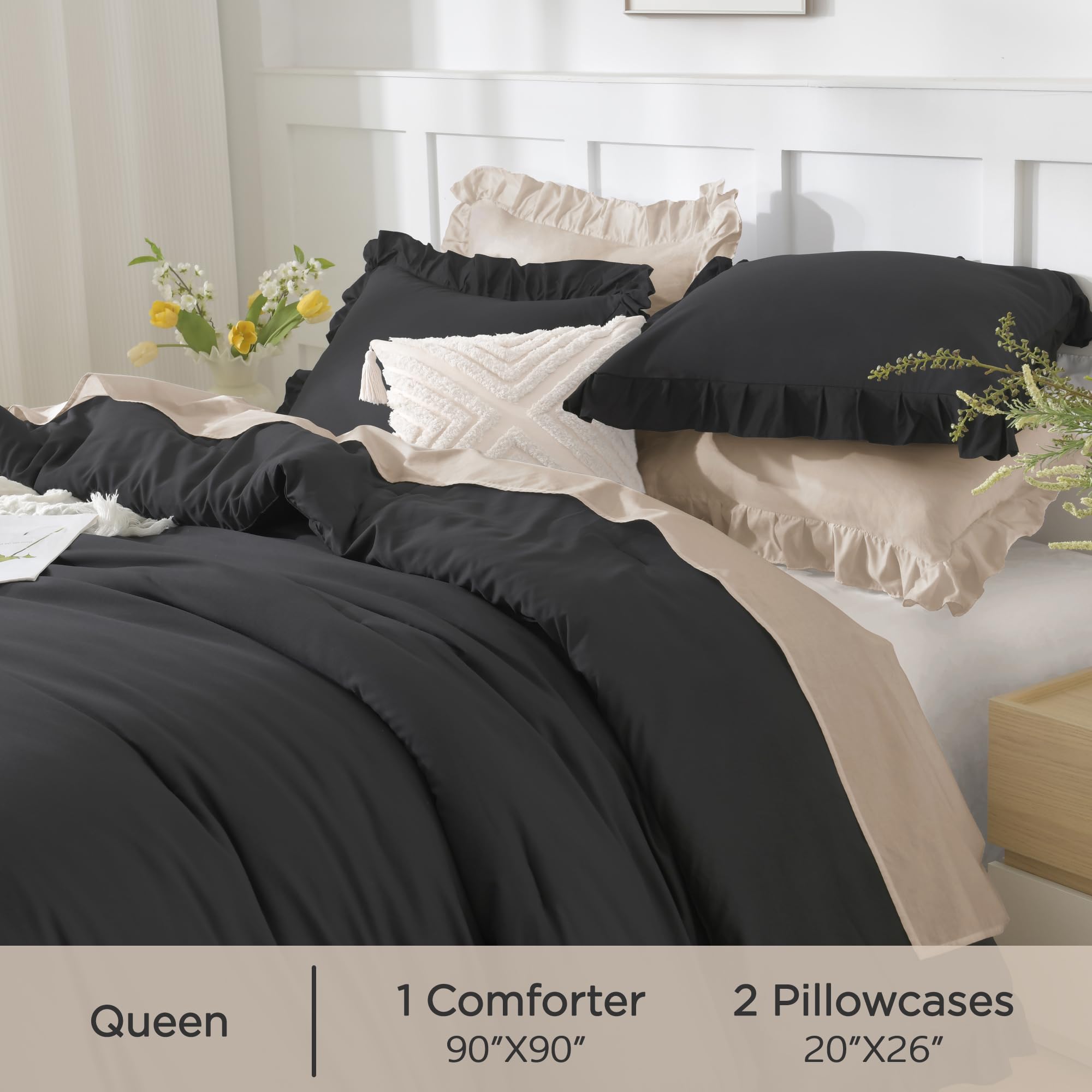 Andency comforter on queen bed showing size and coverage for clear scale and fit reference
