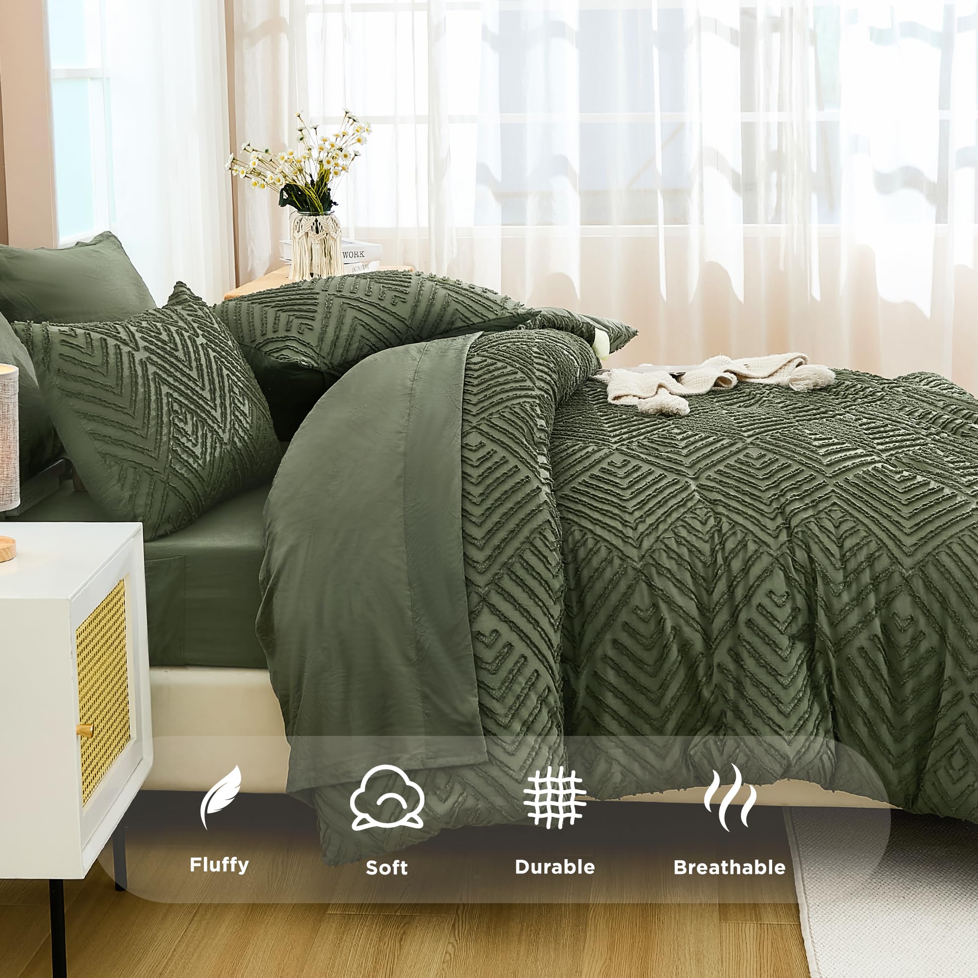 Andency bedding with measuring tape showing king-size dimensions clearly