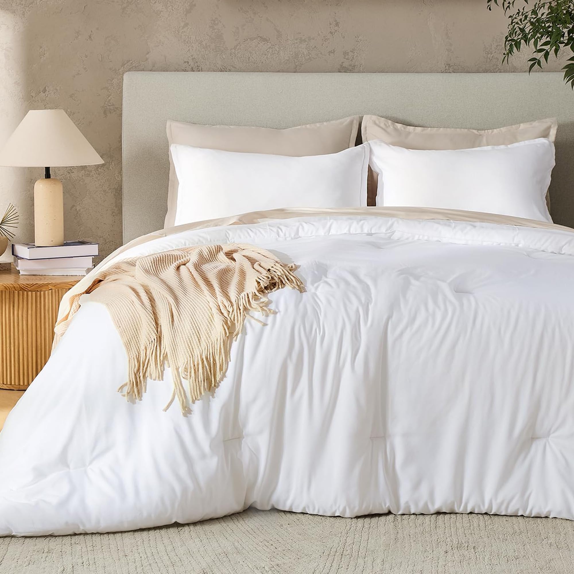 Andency comforter front view showing crisp white finish and clean lines for a polished bed