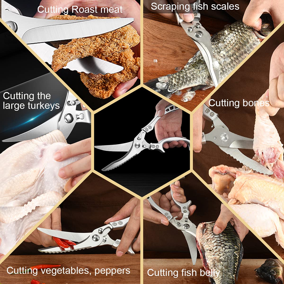 ANDONG shears cracking crab shell, strong blades for seafood preparation benefit
