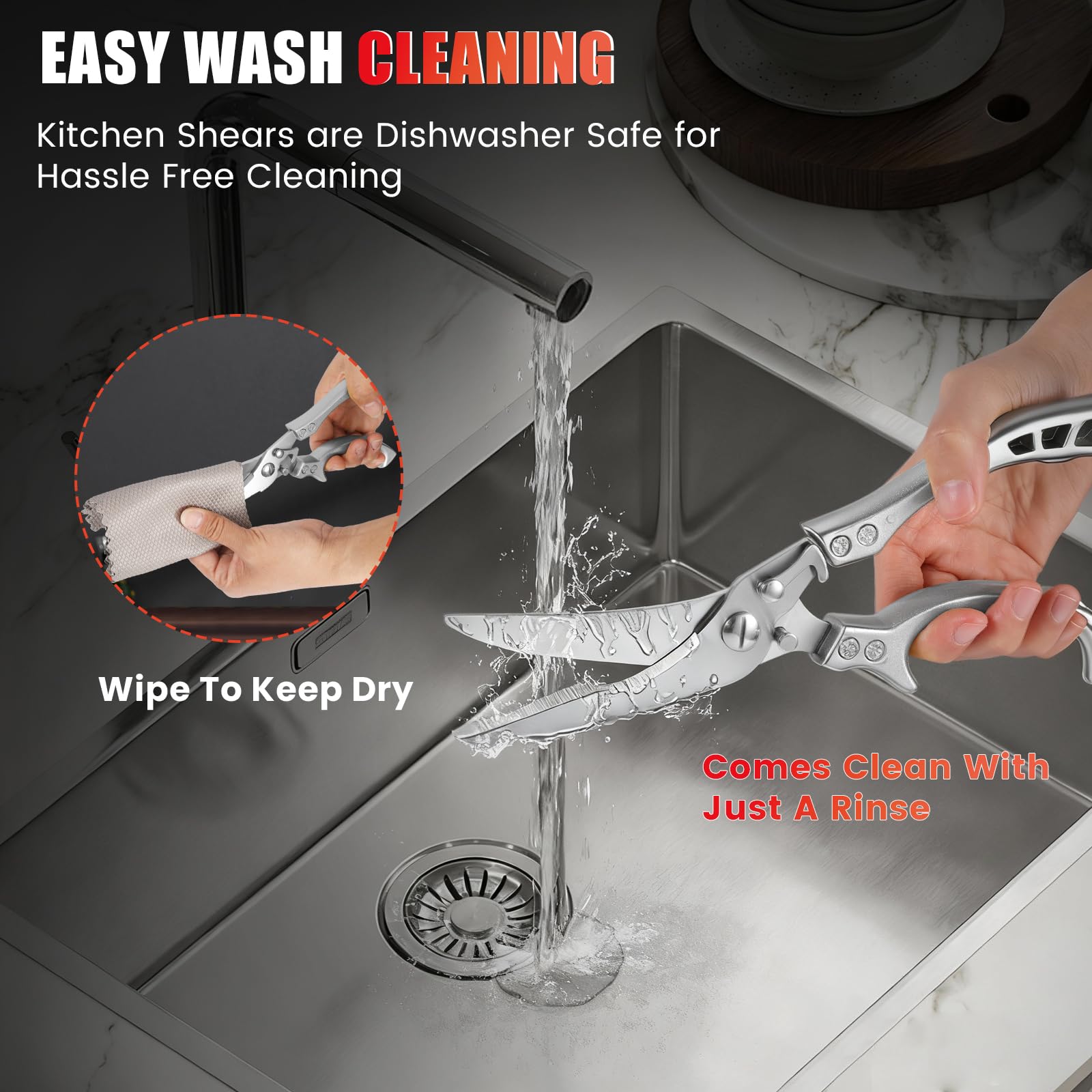 ANDONG ergonomic handle texture close-up, non-slip grip for comfortable cutting