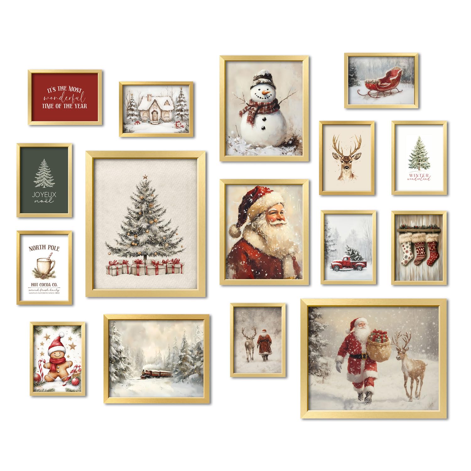 ANERZA framed set front view showing cohesive vintage holiday gallery benefit