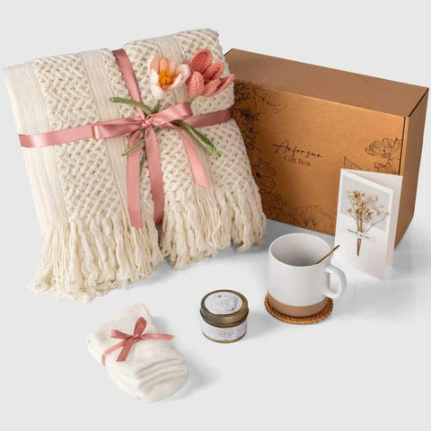 Anforsun lifestyle shot with mug, candle and tulips showing calming ritual and everyday use