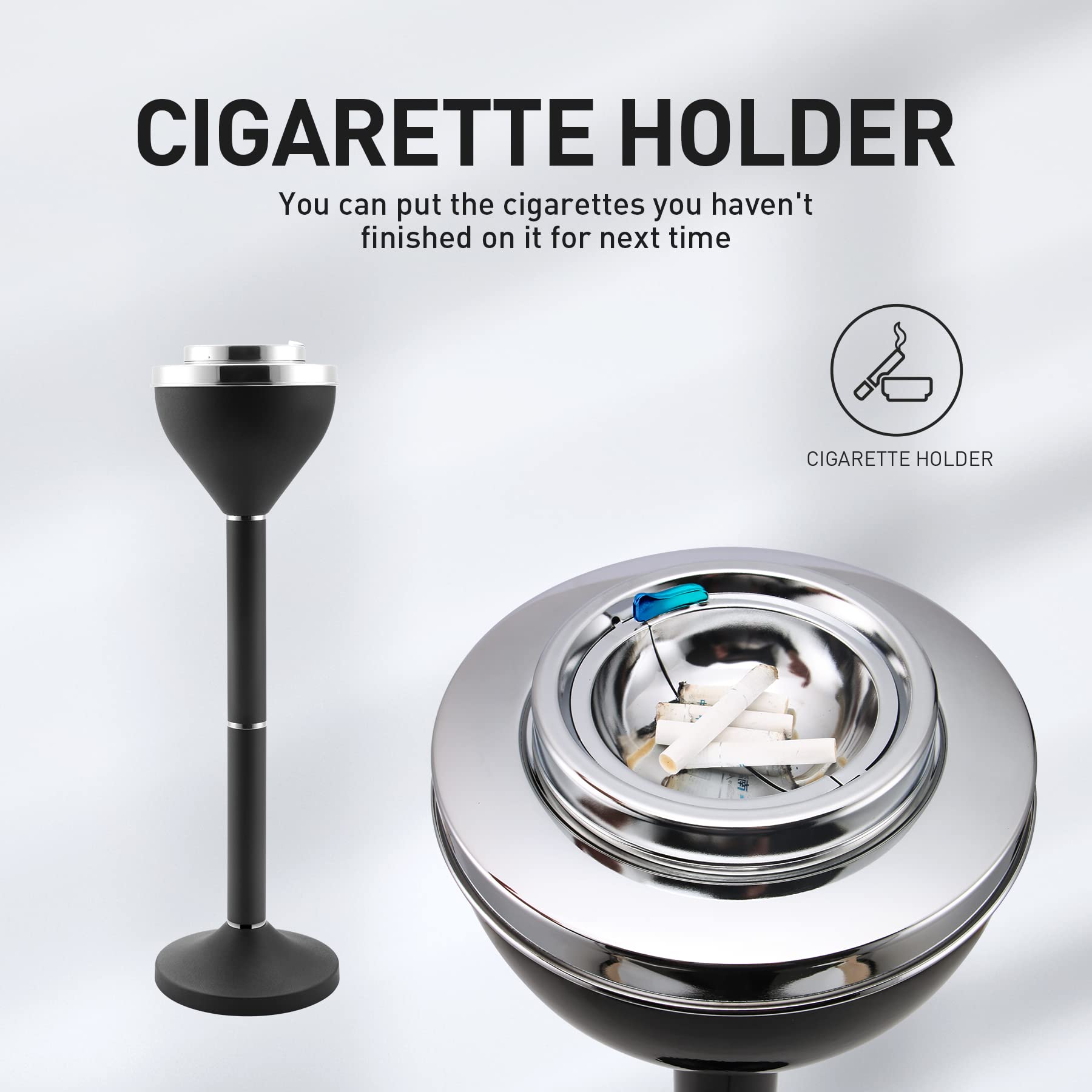 Anfrere lid open while dumping butts showing simple one-touch operation