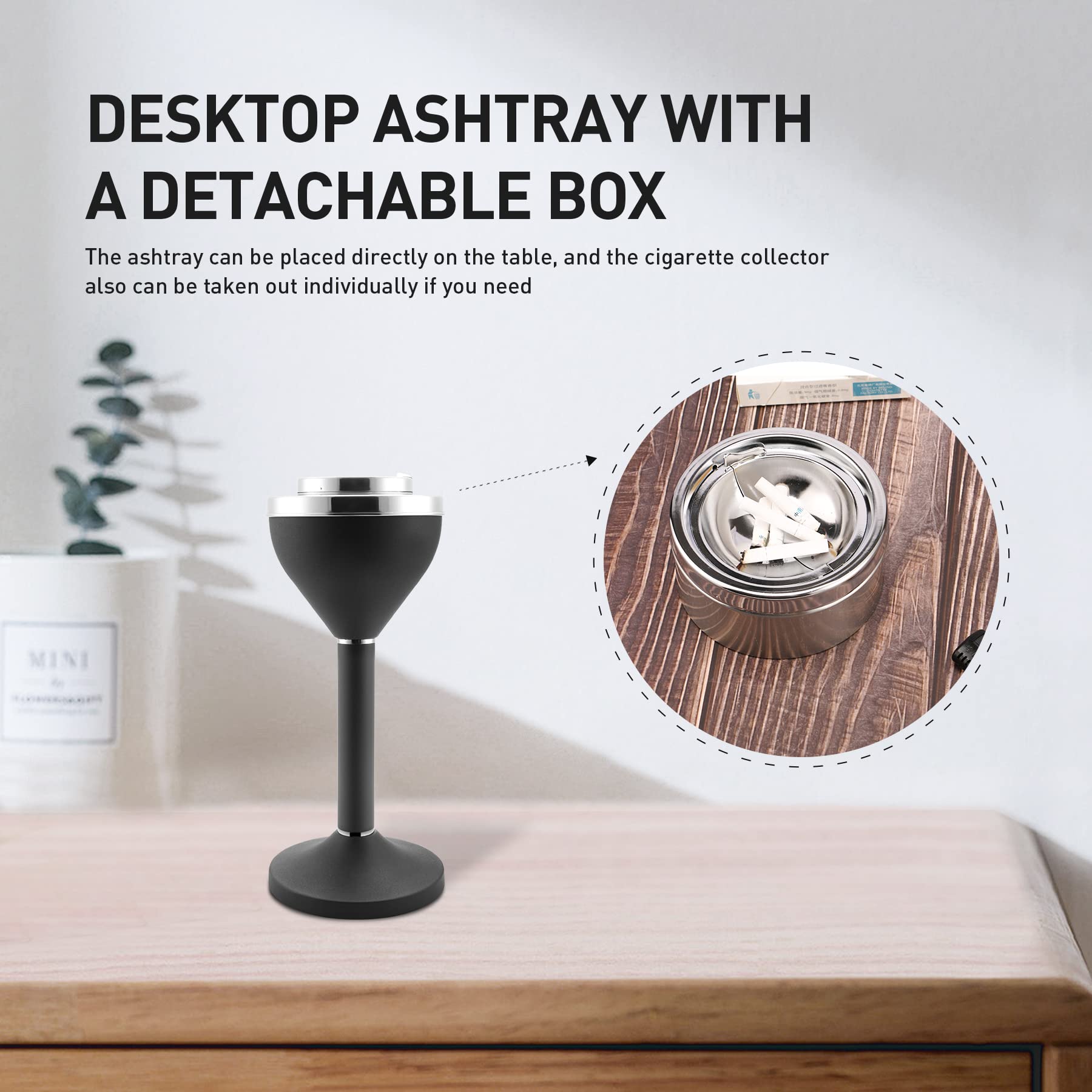 Anfrere ashtray beside chair showing scale and convenient reach