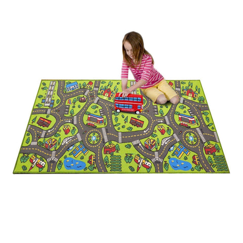 Angels mat in use with children and toy cars encouraging imaginative play