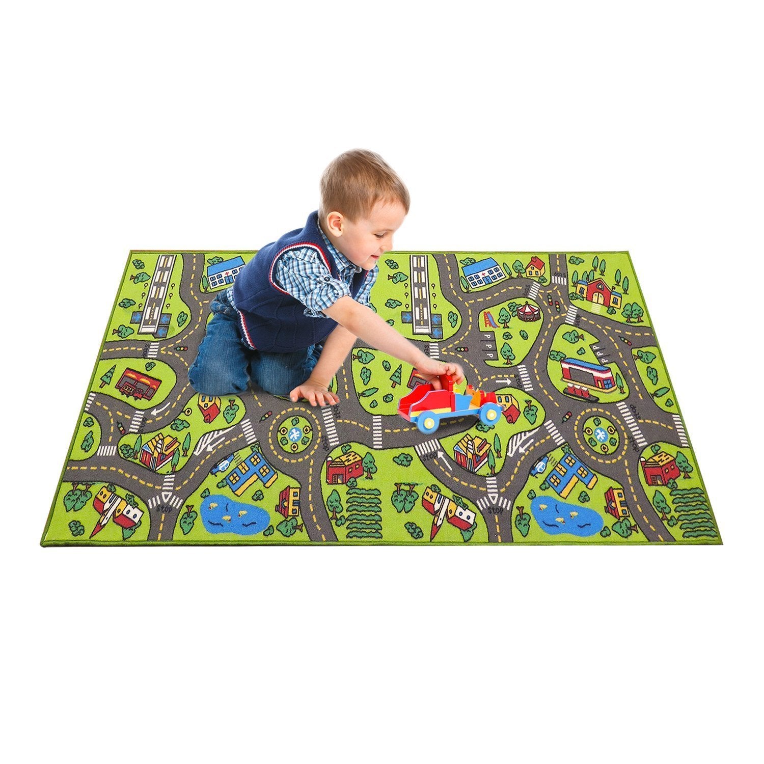 Angels playmat laid in bedroom showing scale and generous 80 by 40 inches