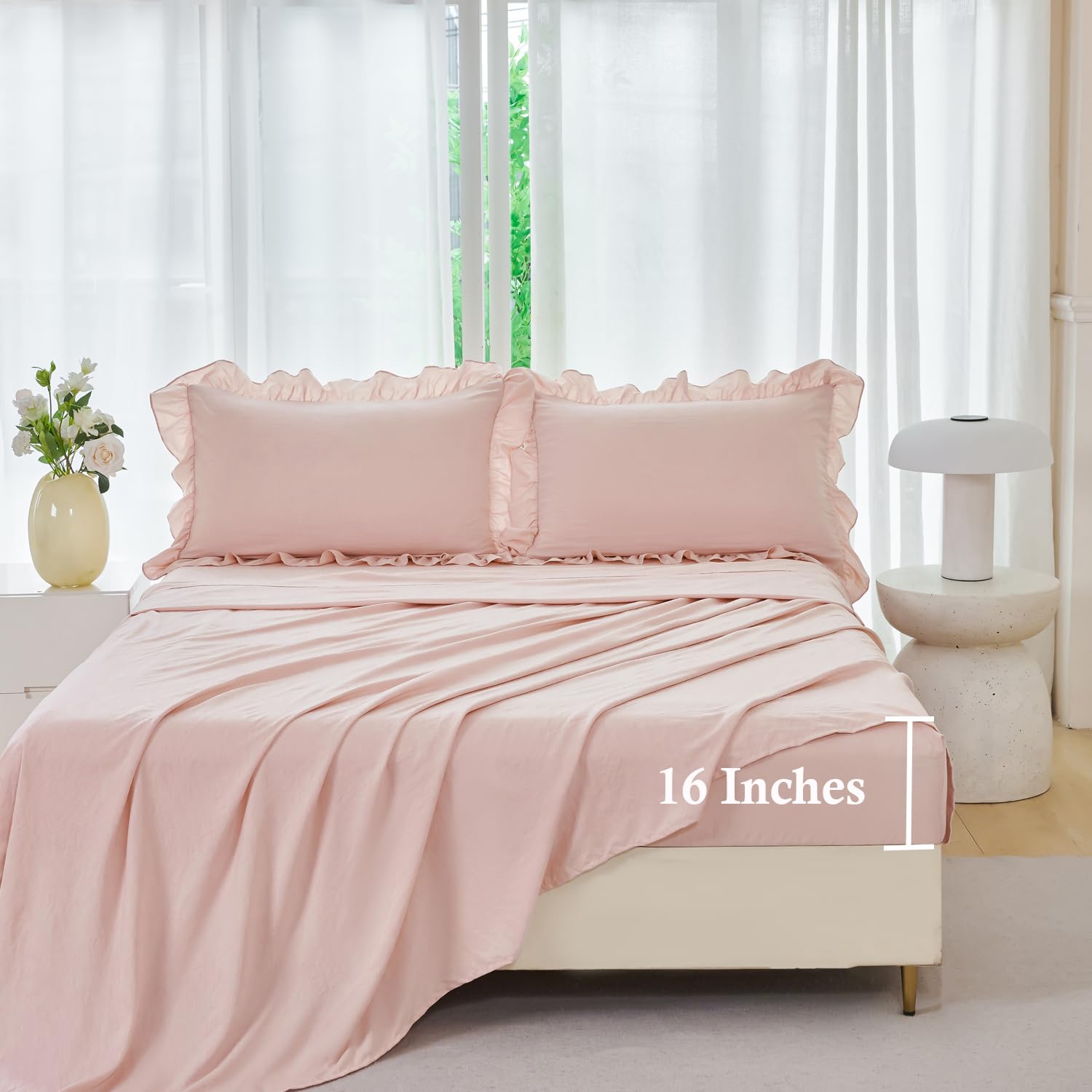 ANGIYUIN styled bedroom with set showing charming farmhouse appeal