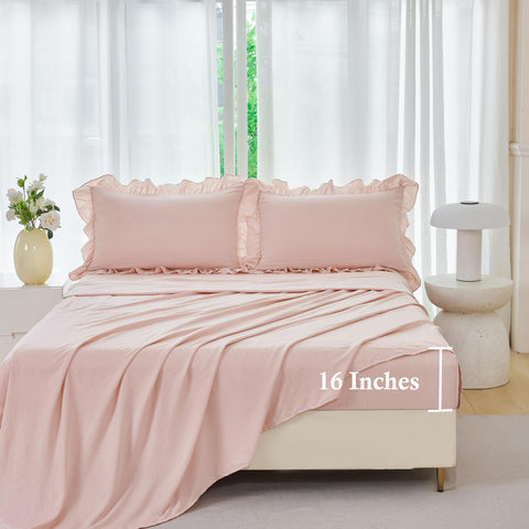 ANGIYUIN styled bedroom with set showing charming farmhouse appeal