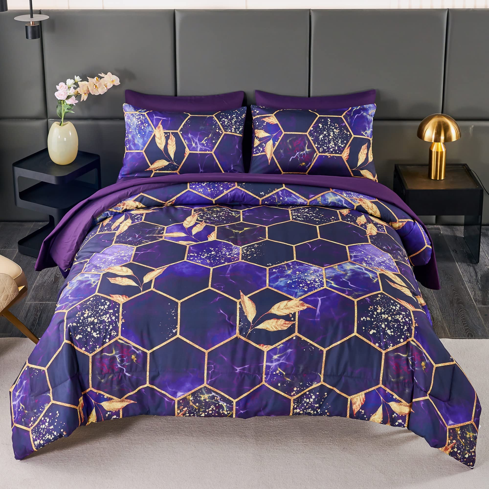 ANGIYUIN front view of boxed comforter set showing full contents and design benefit
