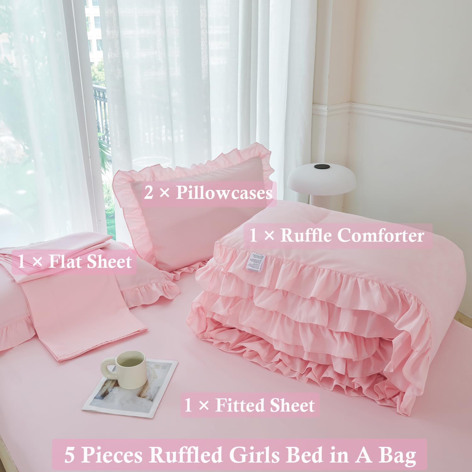 ANGIYUIN sheets and pillowcases laid flat showing coordinated set
