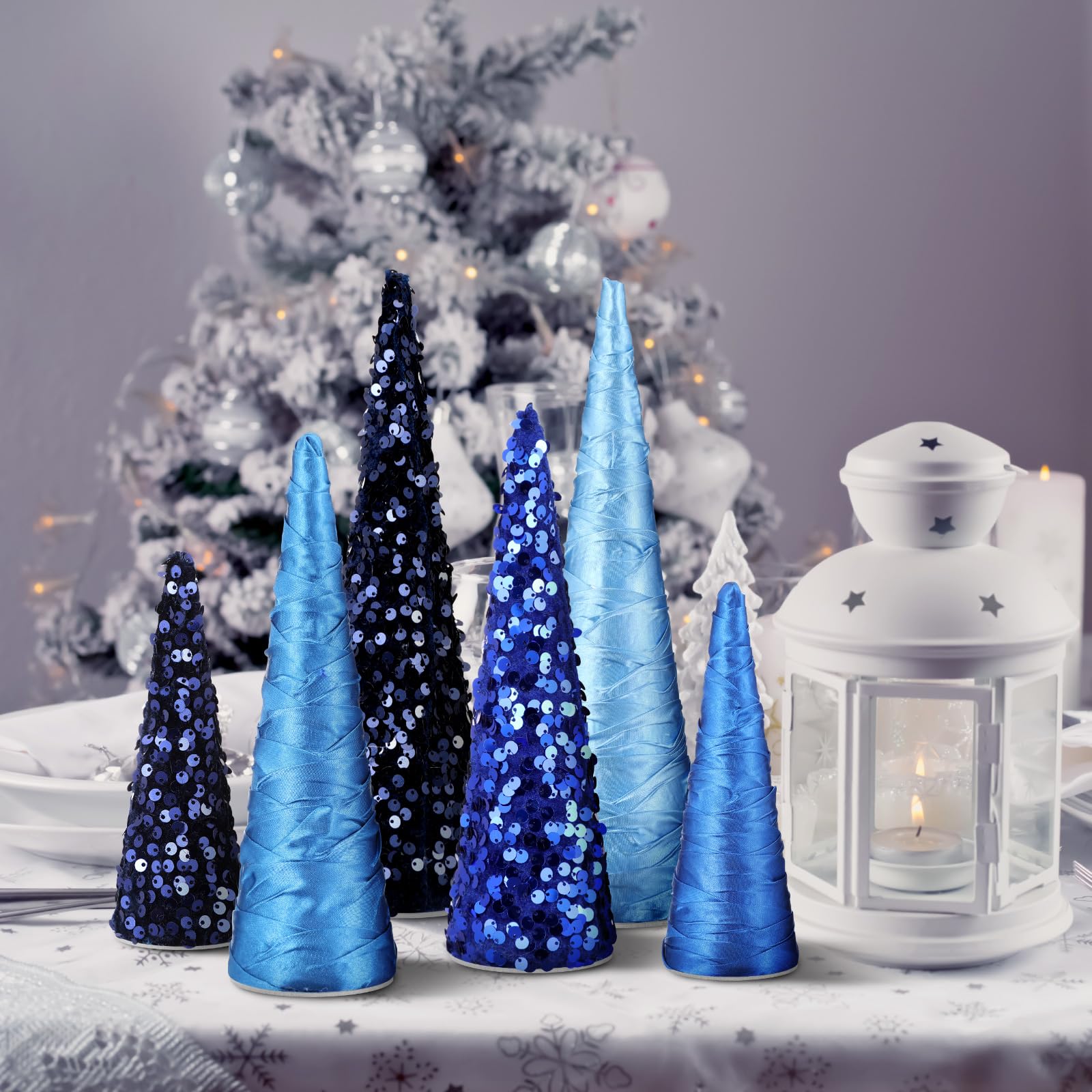 Anglechic cones inside glass jar creating contained tabletop vignette