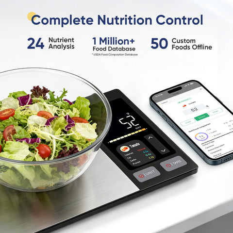 Angryicy close-up of TFT display for clear nutrient and weight readability benefit