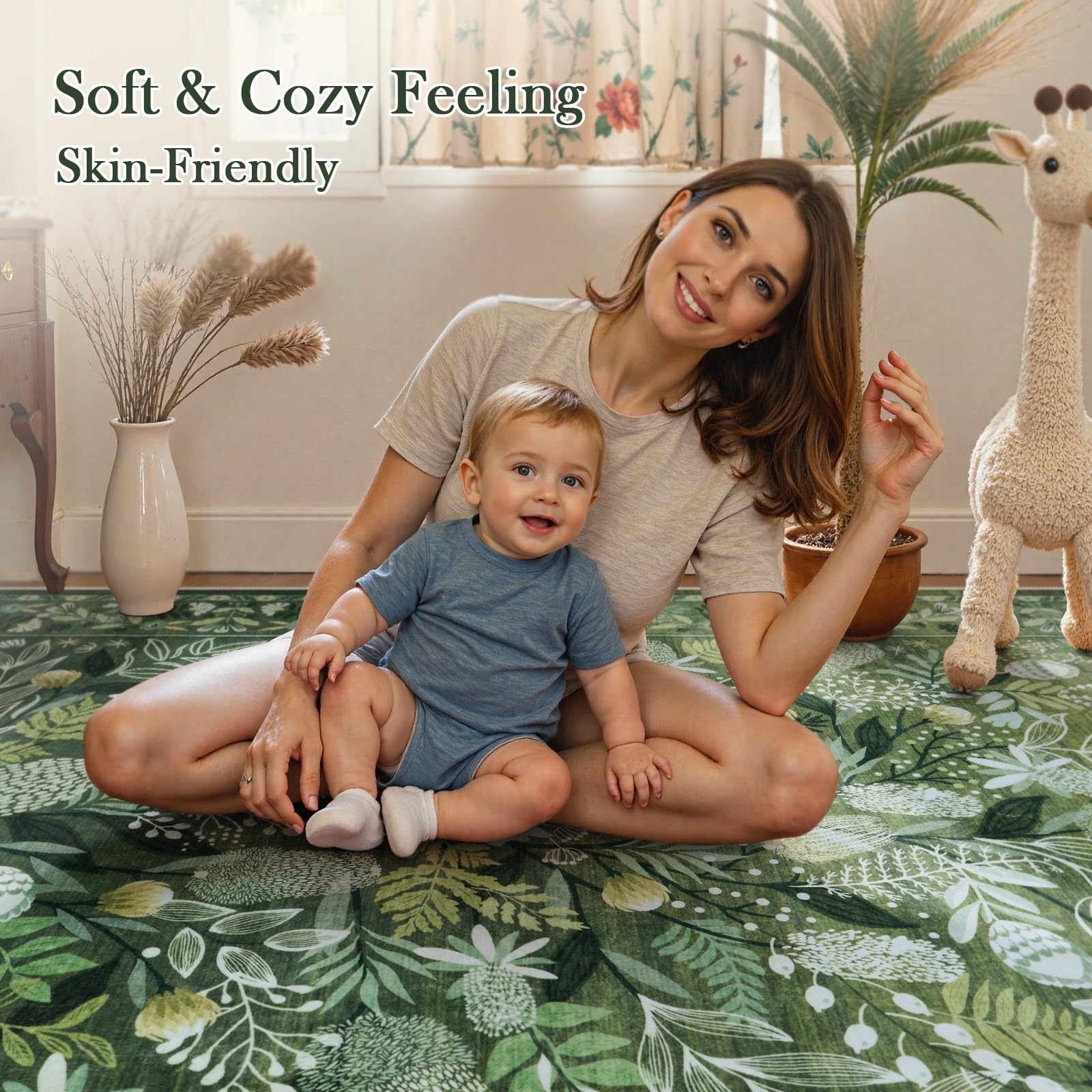 Anidaroel rug with child playing barefoot illustrating soft, skin-friendly surface