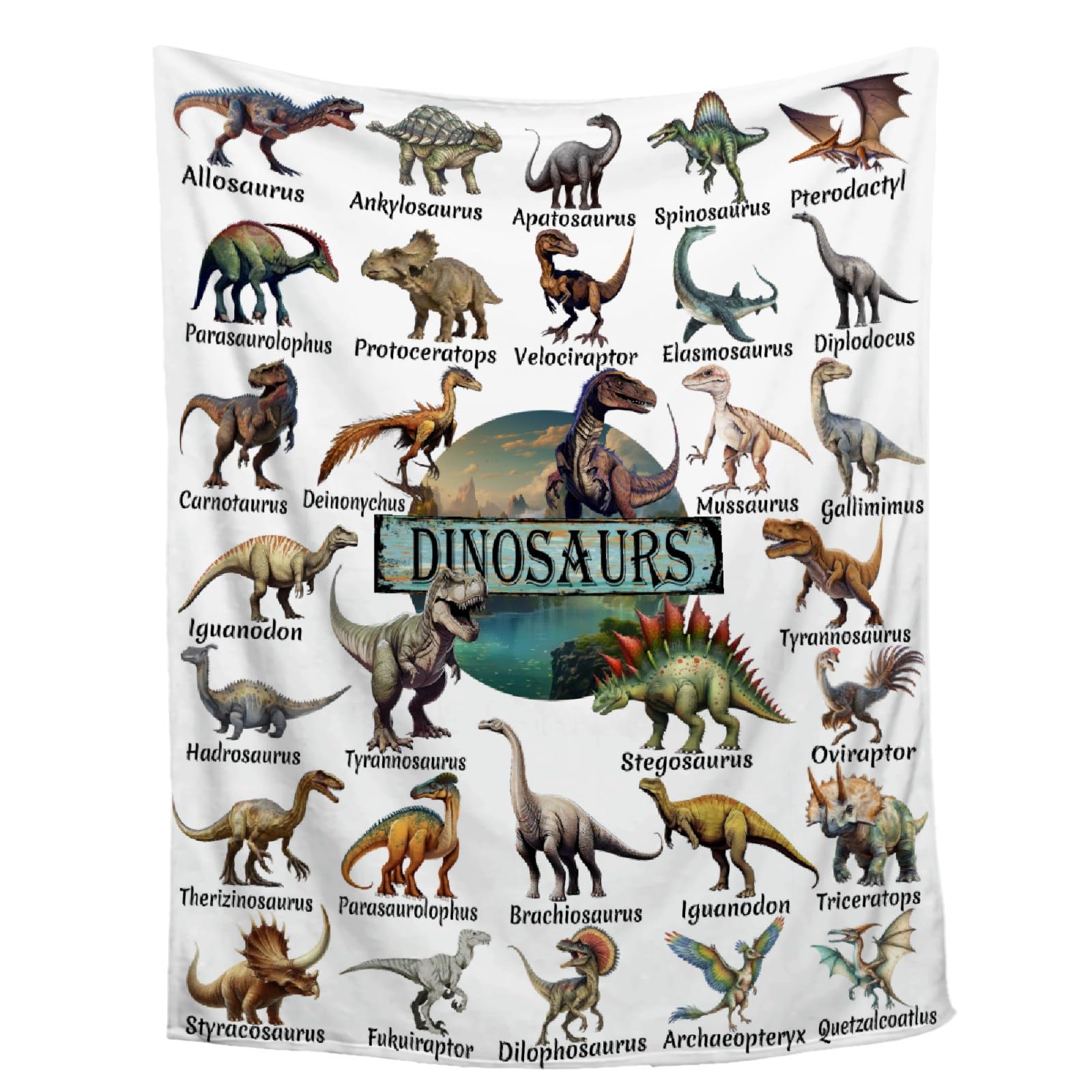 Aniruddha blanket front view showing dinosaur print and cozy texture for warmth