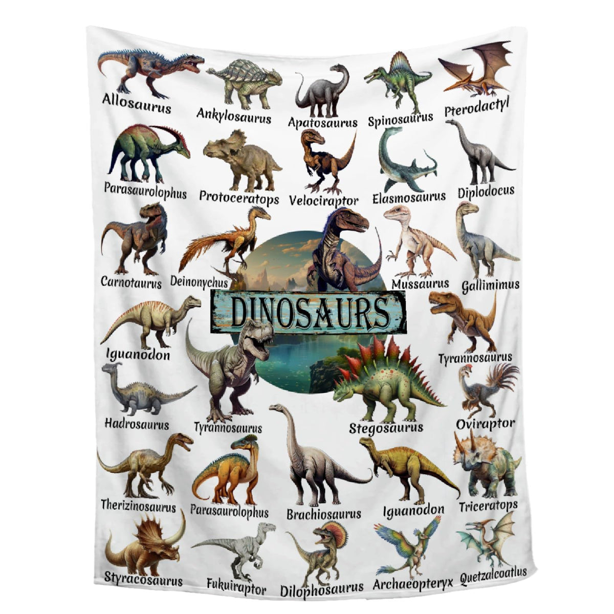 Aniruddha blanket front view showing dinosaur print and cozy texture for warmth
