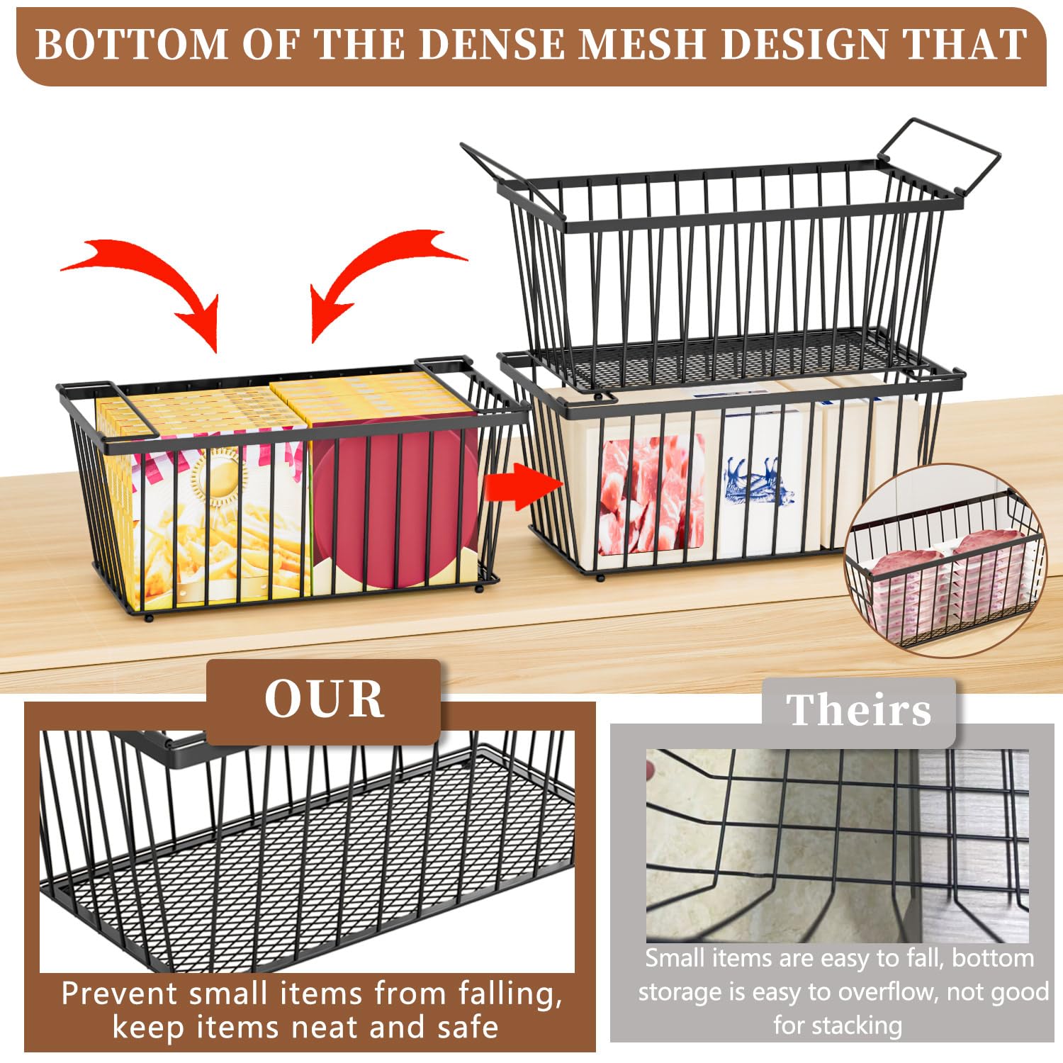 ANJUBAN mesh bottom closeup preventing spills and keeping small items secure