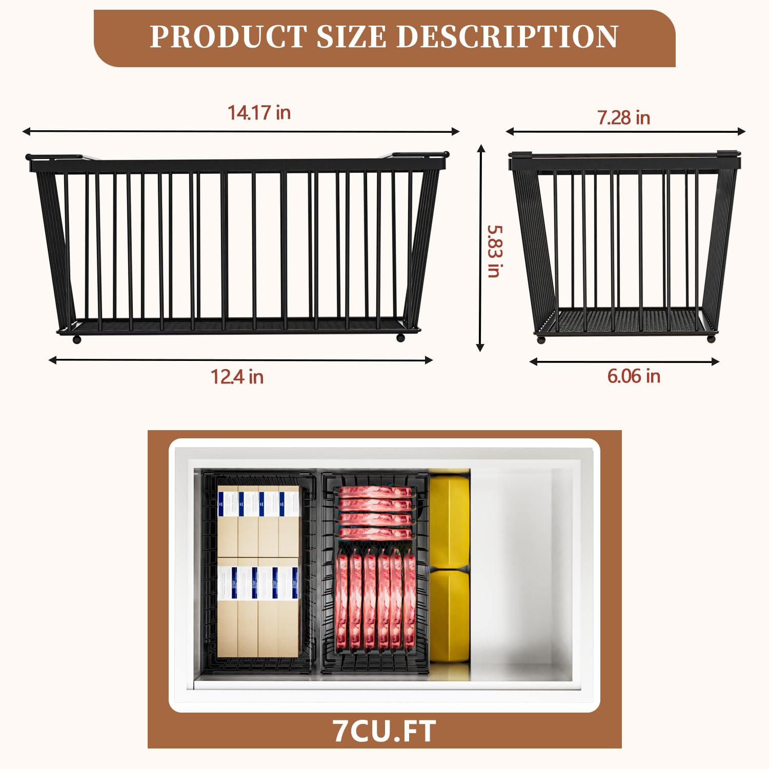 ANJUBAN basket next to ruler showing dimensions for accurate fit planning