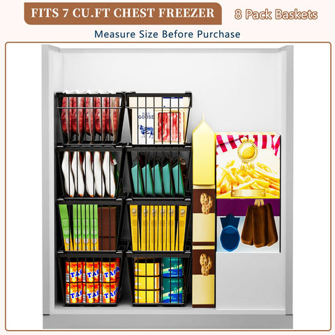 ANJUBAN stacked baskets inside freezer increasing vertical storage and visibility